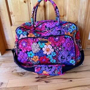 Vera  Bradley Floral Fiesta Weekender Overnight Duffel Duffle Bag Excellent